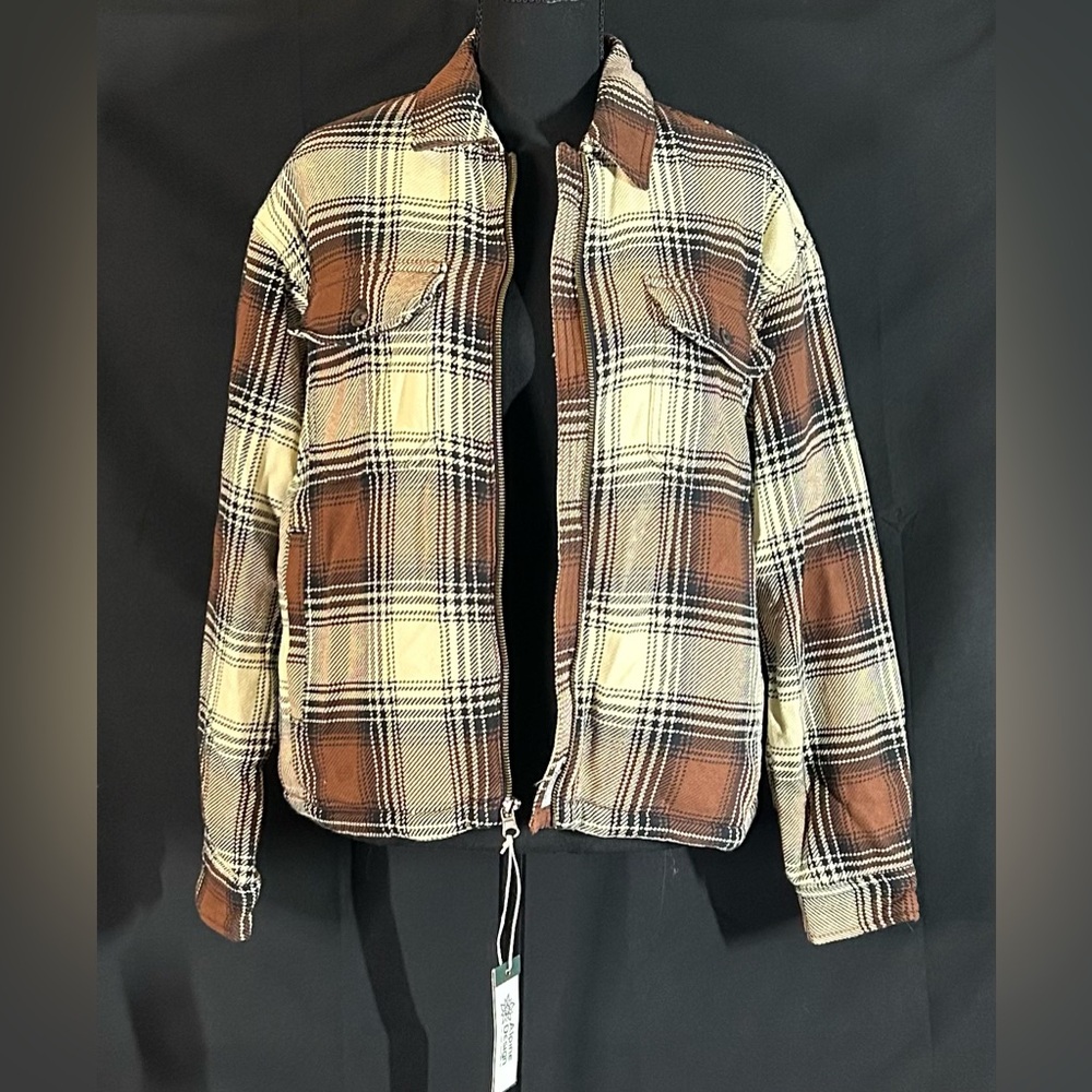 Alpine Design Quilted Flannel Jacket – Brown Plaid Zip Front Sherpa Lined NWT